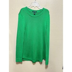 Lauren Ralph Lauren Green‎ Knit Sweater Womens Large Cotton Crewneck